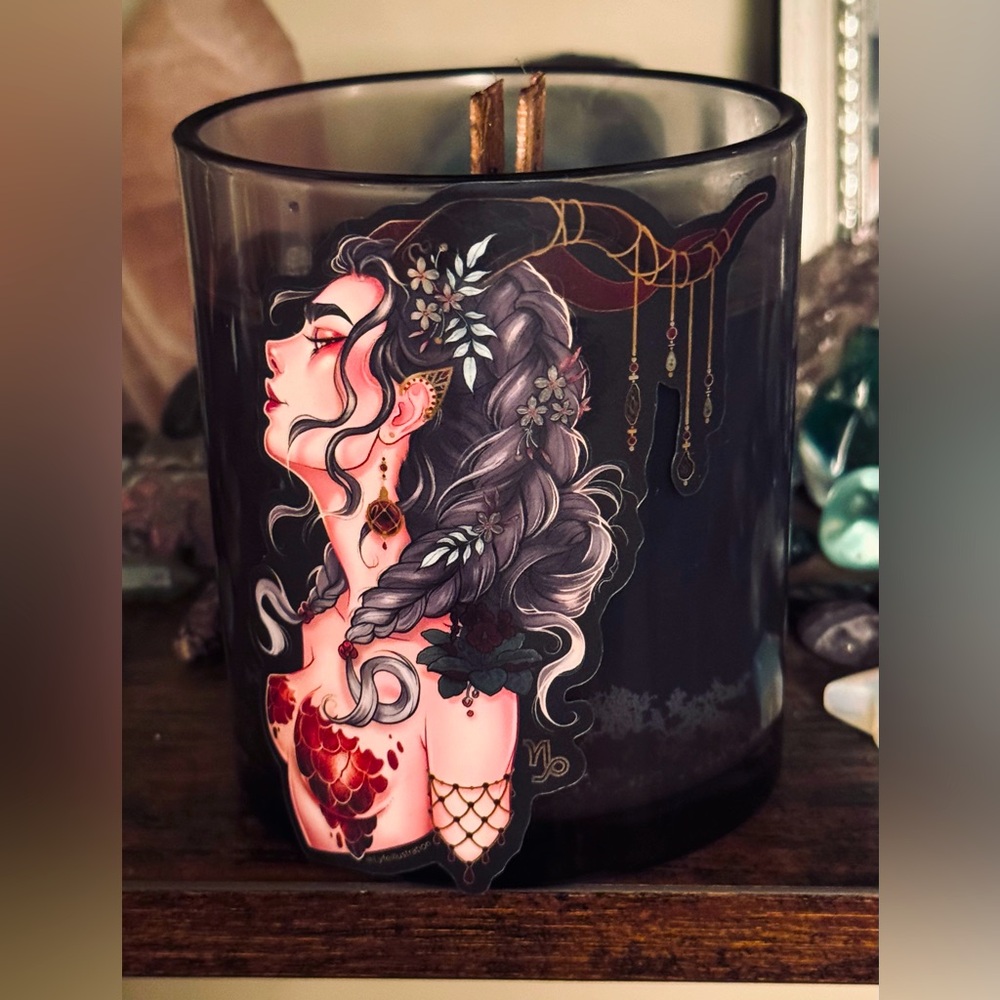 Capricorn Zodiac Crystal Candle